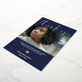 Afstuderen Hartelijk dank | Blauw met zilverfolie Folie Uitnodiging (Gedraaid)