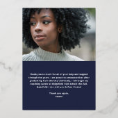 Afstuderen Hartelijk dank | Blauw met zilverfolie Folie Uitnodiging (Achterkant)