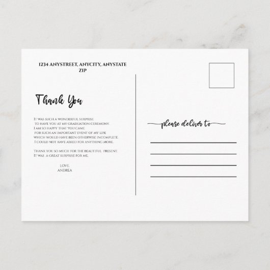 Afstuderen Hartelijk dank Briefkaart (Achterkant)