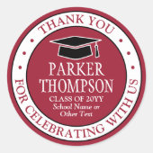 Afstuderen Hartelijk dank: Elegant Red Black en Wh Ronde Sticker (Voorkant)
