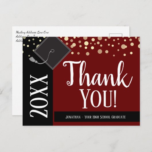 Afstuderen Hartelijk dank elk jaar Confetti wijn Briefkaart (Voorkant / Achterkant)