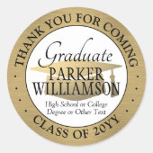 Afstuderen Hartelijk dank: Goudzwart wit Ronde Sticker (Voorkant)