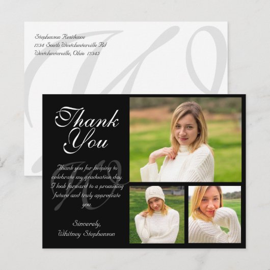  Afstuderen - Hartelijk dank - Kaart 3 Foto's (Voorkant / Achterkant)