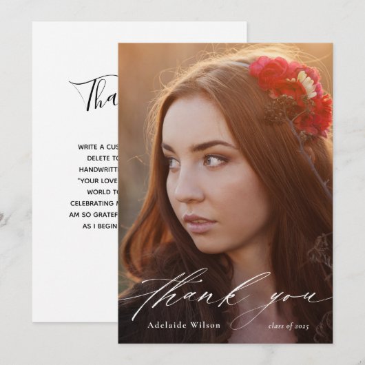 Afstuderen Hartelijk dank voor foto's en witte ove Bedankkaart (Voorkant / Achterkant)