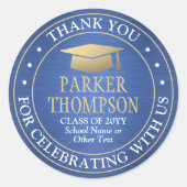 Afstuderen Hartelijk dank voor uw geborsteld blauw Ronde Sticker (Voorkant)