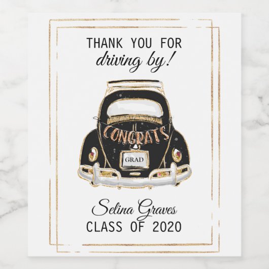 Afstuderen Hartelijk dank Wijn Etiket (Enkel label)