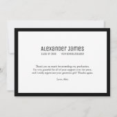 Afstuderen Hartelijk dank, zwart-wit Afstudeerder  Aankondiging (Achterkant)