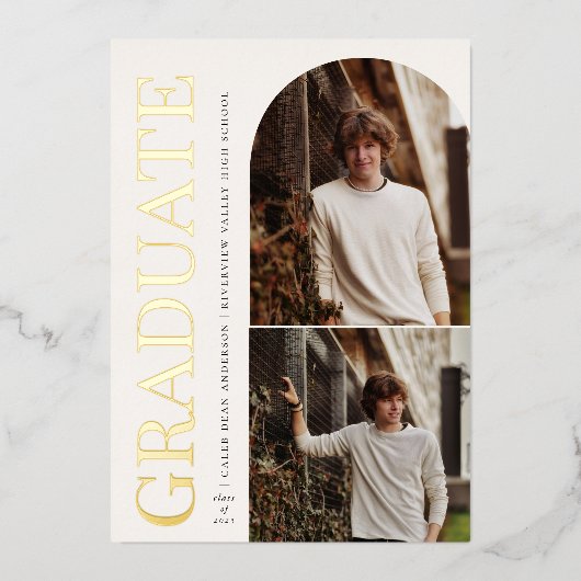 AFSTUDEREN HEADLINE Afstuderen Foto Folie Uitnodiging (Voorkant)