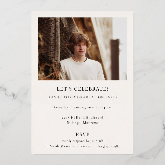 AFSTUDEREN HEADLINE Afstuderen Foto Folie Uitnodiging (Achterkant)