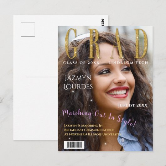 Afstuderen het Afstuderen van de Foto van het Hoes Briefkaart (Voorkant / Achterkant)