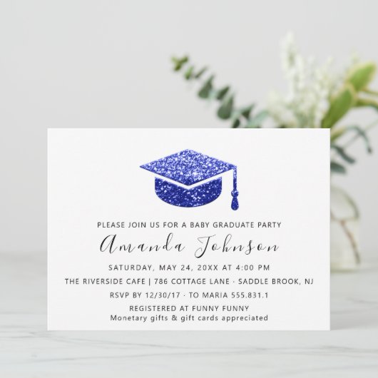 Afstuderen het Blauwe Witte Pet van de Student Bla Kaart (Staand voorkant)