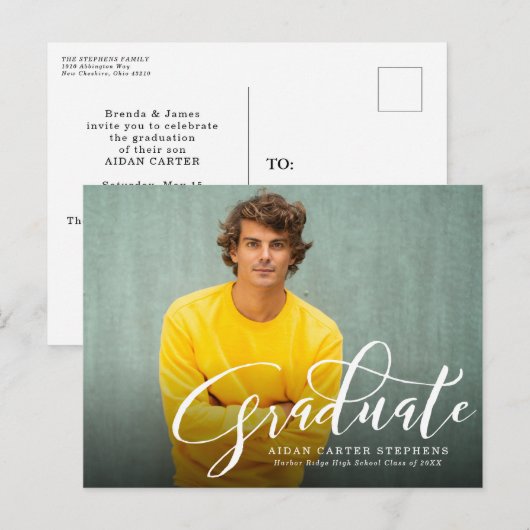 Afstuderen het briefkaart van de de uitnodiging va (Voorkant / Achterkant)