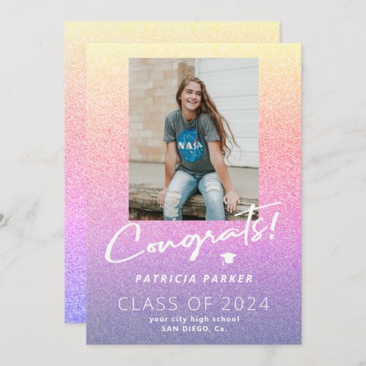 Afstuderen het girale moderne afstuderen voor midd aankondiging (Voorkant / Achterkant)