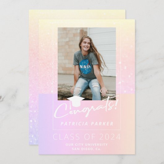 Afstuderen het girale moderne afstuderen voor midd aankondiging (Voorkant / Achterkant)