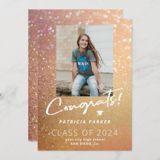 Afstuderen het girale moderne afstuderen voor midd aankondiging (Voorkant / Achterkant)