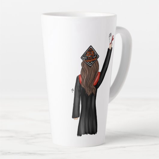 Afstuderen het houden van een Diploma Illustratie Latte Mok (Rechterhoek)