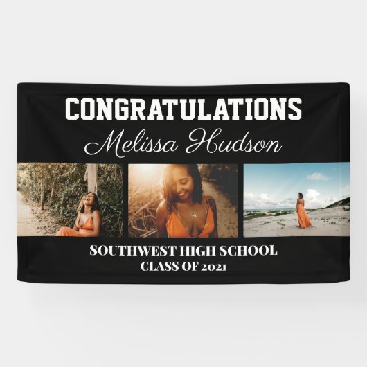 Afstuderen het Manuscript drie Zwarte Foto van Gef Spandoek (Horizontaal)