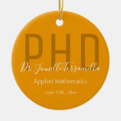 Afstuderen het Sinaasappel Wit-naamcijfer PhD Keramisch Ornament (Voorkant)