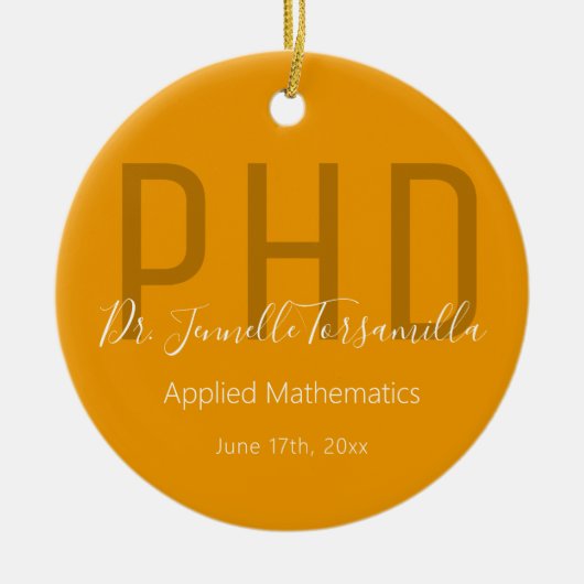 Afstuderen het Sinaasappel Wit-naamcijfer PhD Keramisch Ornament (Voorkant)