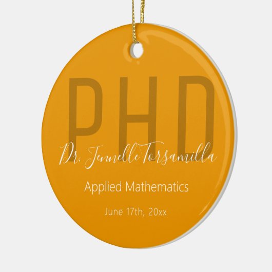 Afstuderen het Sinaasappel Wit-naamcijfer PhD Keramisch Ornament (Links)