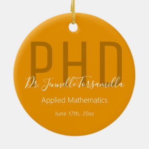 Afstuderen het Sinaasappel Wit-naamcijfer PhD Keramisch Ornament