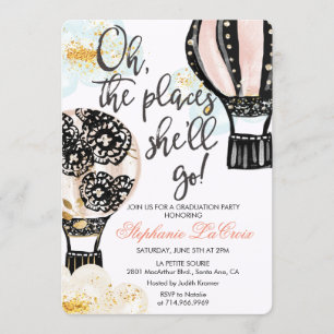 Afstuderen Hete Luchtballonuitnodiging Kaart