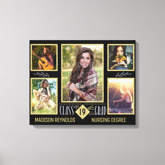 Afstuderen High School College Afstudeerder Foto C Canvas Afdruk (Voorkant)