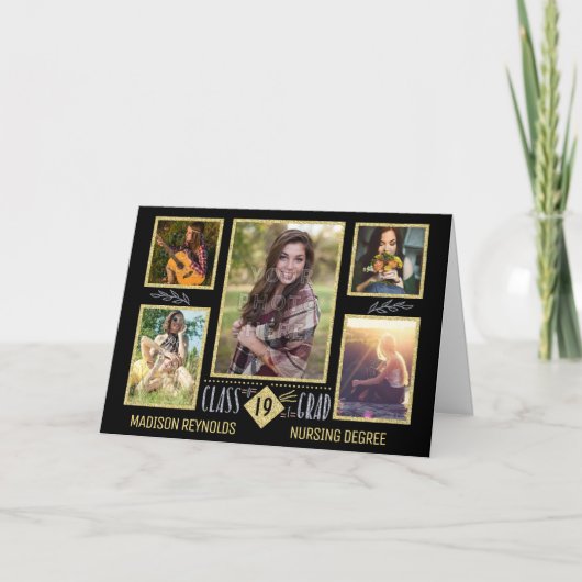 Afstuderen High School College Afstudeerder Foto C Kaart (Voorkant)