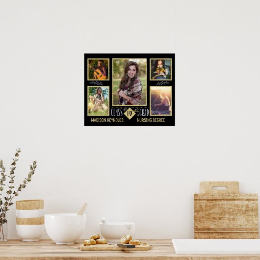 Afstuderen High School College Afstudeerder Foto C Poster (Keuken)