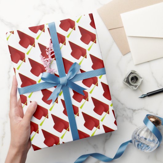 Afstuderen High School, College rood Pet Cadeaupapier (Geschenken)