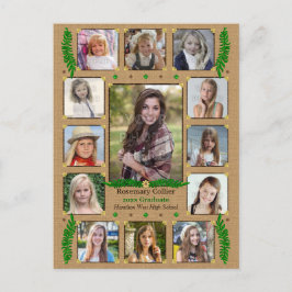 Afstuderen High School Fotocollage | Burlap Fern Aankondigingskaart