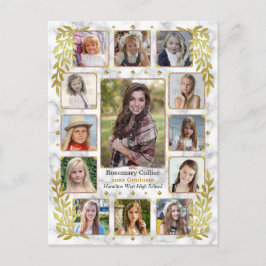 Afstuderen High School Fotocollage | goudmarmer Aankondigingskaart