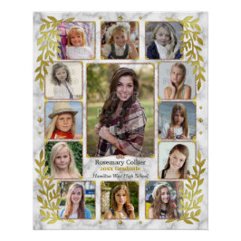 Afstuderen High School Photo Collage | Marmer Gold Perfect Poster