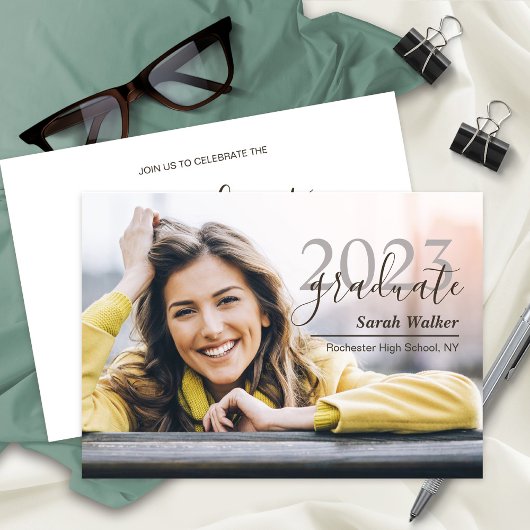 Afstuderen High School Photo Invitation Aankondiging