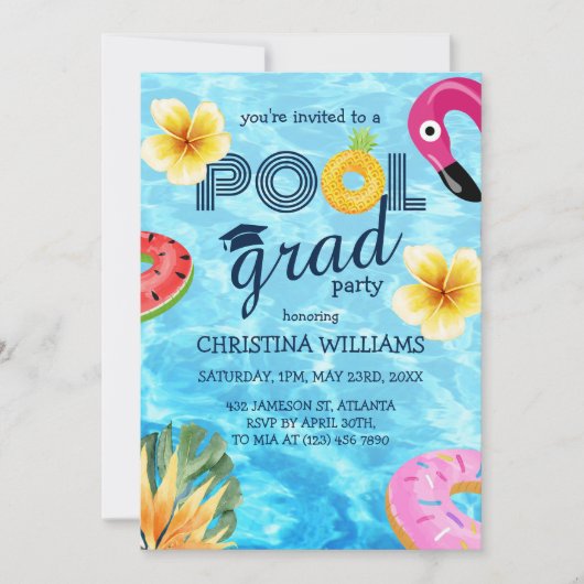 Afstuderen High School Senior Pool Afstudeerfeest Kaart (Voorkant)