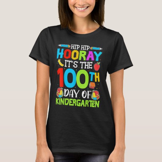 Afstuderen Hip Hooray Het is de 100e dag van Ki T-shirt (Voorkant)