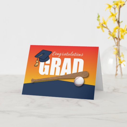 Afstuderen Honkbal Atleet Gefeliciteerd Afstudeerd Kaart (Gele Bloem)