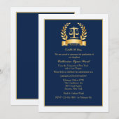 Afstuderen Honours Navy en White Invitation Kaart (Voorkant / Achterkant)