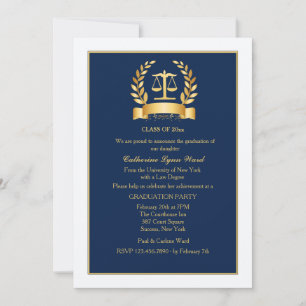 Afstuderen Honours Navy en White Invitation Kaart
