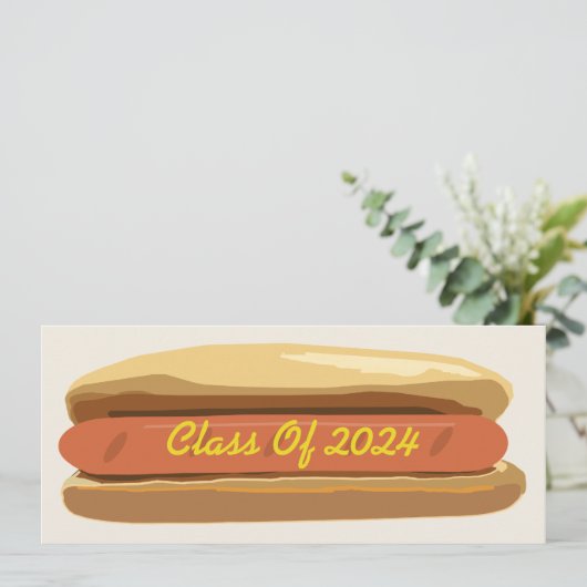 Afstuderen Hotdog Met Mosterd Klasse van 2024 Kaart (Staand voorkant)