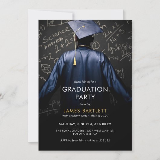 Afstuderen in Blue Gown met Mathematisch schoolbor Kaart (Voorkant)