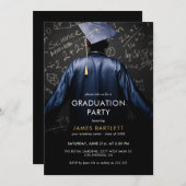 Afstuderen in Blue Gown met Mathematisch schoolbor Kaart (Voorkant / Achterkant)