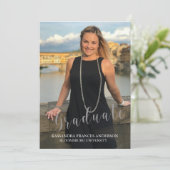 Afstuderen in Silver Script Photo Afstuderen Kaart (Staand voorkant)