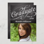 Afstuderen in Swirly Script Chalkboard met foto Kaart (Voorkant / Achterkant)