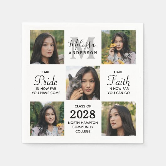 Afstuderen Inspirerend 5 Fotocollage Afstuderen Servet (Voorkant)