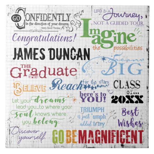 Afstuderen Inspirerend Gezegden gepersonaliseerd Tegeltje (Voorkant)