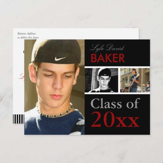 AFSTUDEREN INVITATIE | AANKONDIGINGSPLAATS UITNODIGING BRIEFKAART (Voorkant / Achterkant)