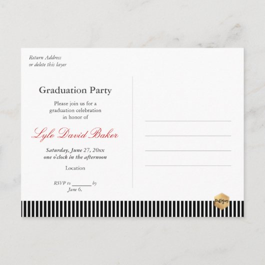 AFSTUDEREN INVITATIE | AANKONDIGINGSPLAATS UITNODIGING BRIEFKAART (Achterkant)