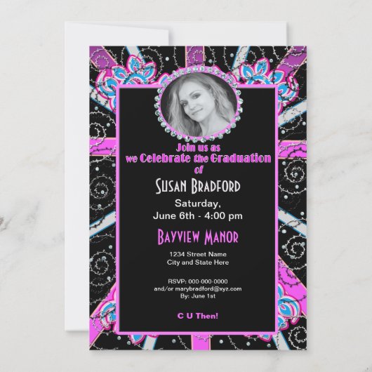 AFSTUDEREN-INVITATIE - BROADWAY TICKET/PHOT0 KAART (Achterkant)