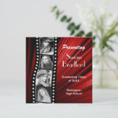 AFSTUDEREN-INVITATIE, filmstrip, foto's/jaar Kaart (Staand voorkant)